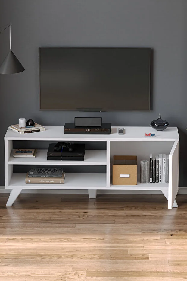 TV Sehpası Kapaklı Tv Sehpası Raflı TV Ünitesi Televizyon Sehpası 100 x 35 Cm 